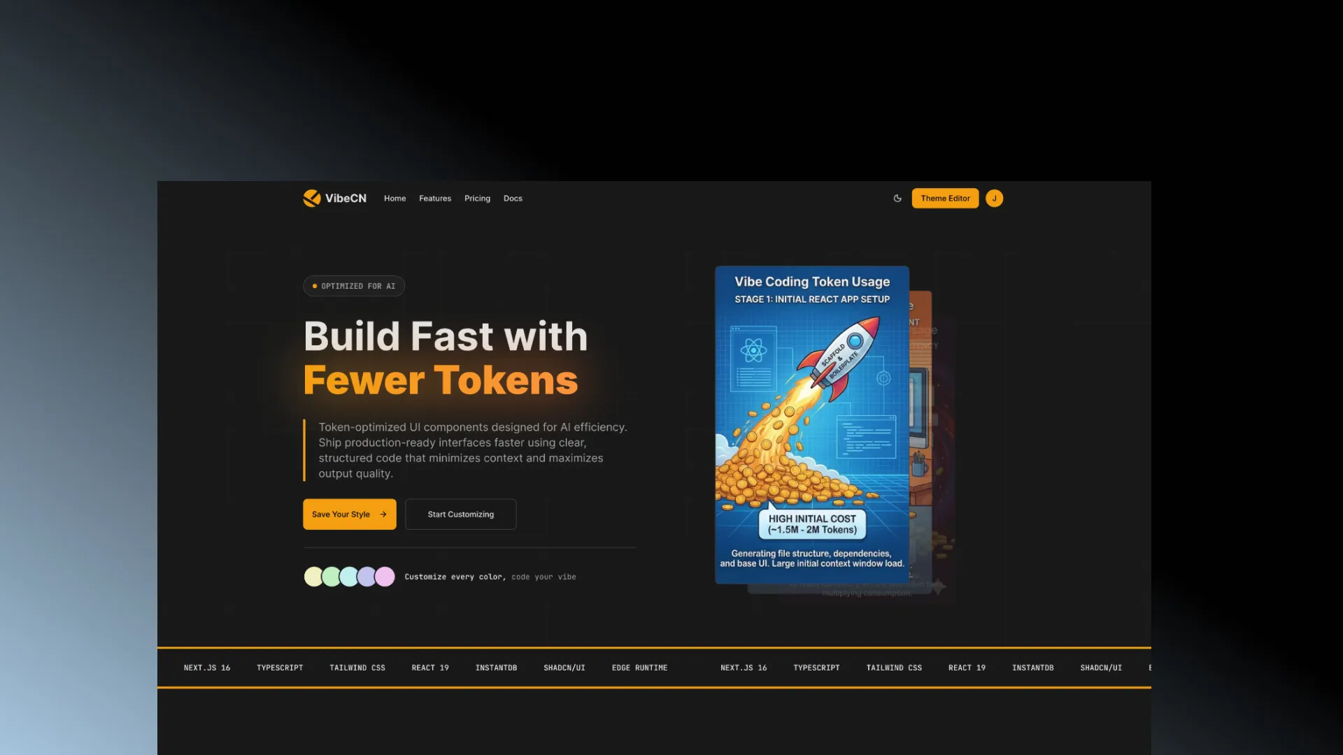 VibeCN — AI-First Next.js Starter Kit & Theme Editor